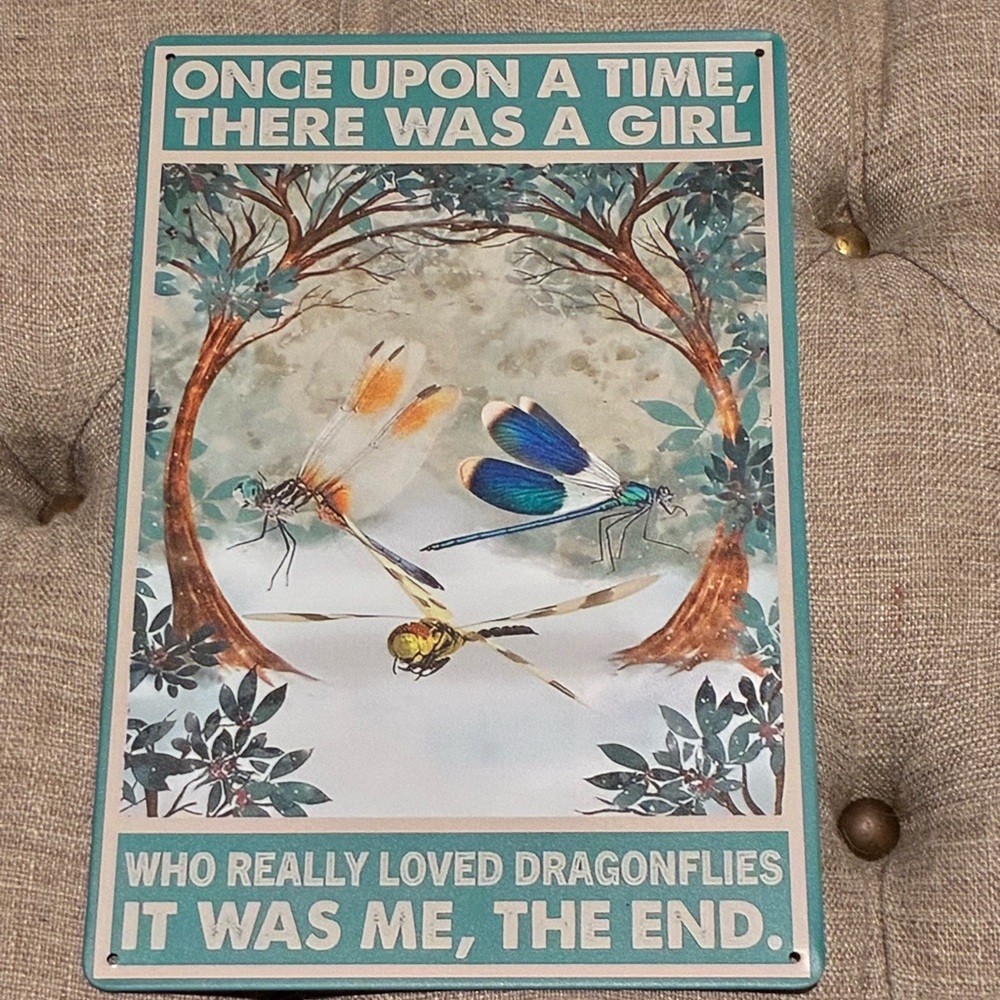 The Girl Who Loved Dragonflies – Fairy Tale Metal Wall Sign NEW Great Gift